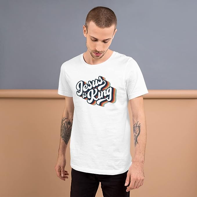 Man wearing the Jesus Is King T-shirt